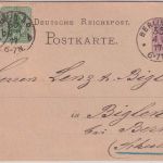 DR - 5 PfgE. Ganzsache + 2x3 PfgE. Zusatz Karte i.d. SCHWEIZ Berlin SO 33 1877