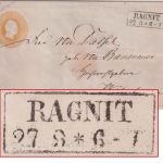 Preussen - 3 Sgr Wilhelm Ganzsache/Brief Ra2 Ragnit 27/8 - Weiterhagen (1856)
