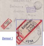 Saar - Köllerbach ü. Völklingen 24.3.47 Ra2 Gebühr bezahlt R-Brief - Zensur !