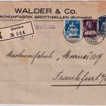 Schweiz - 25+15 Rp. Privatganzsache+Zusatz Einschreibebrief Dietlikon - FFM 1923