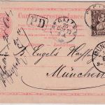 Schweiz - 5 Rp. Ganzsache+5 Rp. sitz. Helvetia St. Gallen - München 1873