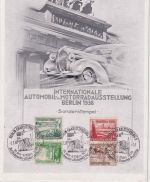 DR - Berlin 1938 Int. Automobil u. Motorrad Ausstellung Gedenkblatt m. SST