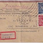 All.Bes. - 60+80 Pfg. Ziffer Einschreibe-Päckchen (Vds.) Ehrenfriedersdorf 1946