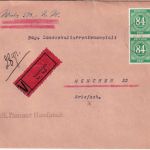 All.Bes. - 2x84 Pfg. Ziffer Wertbrief (500 RM/28g) Nadlstadt - München 24.8.46