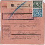 All.Bes. - 7x1 RM Taube u.a. Wertpaketkarte Waidhofen - Remscheid 24.5.47