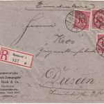 DR - 3x10 Pfg. Korbdeckel Einschreibebrief Hannover - Dresden 6.12.23