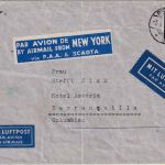 DR - 100 Pfg. Adler/Weltkugel Luftpostbrief n. KOLUMBIEN Berlin 5.4.37