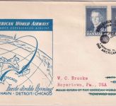 Belgien - PanAm Firstflight Copenhagen - Chicago Zuleitungspost airmail 1954