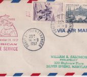 Frankreich - PanAm Firstflight Polar Route Paris San Francisco AMF airmail 1957