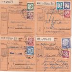 BRD - Heuss/Bedeutende Deutsche 18 Paketkarten mit Mischfrankaturen 1962