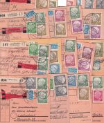 BRD - Heuss I 19 Paketkarten (Normal, Wert, Schnell) Mischfrankaturen 1954/55