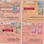 BRD - Heuss I 19 Paketkarten (Normal, Wert, Schnell) Mischfrankaturen 1954/55