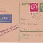 DR - Stuttgart 1933 Luftpostkarte n. Wiesbaden Flugpost DV ü. Frankfurt a/M