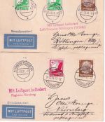 DR - Nürnberg Böblingen u. retour 2 Luftpostkarten/DV-Flüge 31.10.34