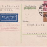 DR - Plauen 1932 Luftpostkarte n. Hohenleuben b. Gera DV Plauen-Gera