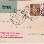 DR - Baden-Baden Flugpost 1.5.30 Luftpostdrucksache/NBV-Erstflug n. Wiesbaden