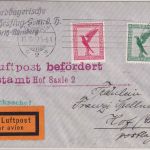 DR - Bayreuth 1927 Luftpostdrucksache n. Hof NBV-Flug