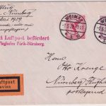 DR - Weimar 1.5.29 Luftpostbrief n. Nürnberg Erstflug/NBV