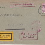 DR - Schweinfurt 1927 Luftpostdrucksache n. Meiningen NBV-Flug