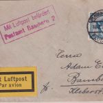 DR - Plauen Flughafen 1927 Luftpostbrief n. Bamberg NBV-Flug