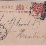 England - 1/2 P. Victoria Ganzsachenkarte+Zusatz London - Hamburg 1892