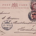 England - 1/2 P. Victoria Ganzsachenkarte+Zusatz Edinburgh - Hamburg 1898