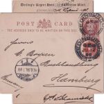 England - 1/2 P. Victoria Ganzsachenkarte+Zusatz Edinburgh - Hamburg 1898