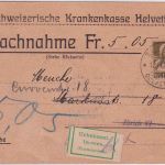 Schweiz - 13 Rp. Tell Nachnahme-Ortskarte "Krankenkasse" Zürich 1920 Retour