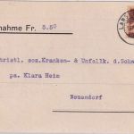 Schweiz - 25 Rp. Tell Nachnahmekarte Lansendorf - Neuendorf 1932
