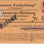 Schweiz - 20 Rp. Tell Nachnahmekarte "Luzerner Landeszeitung" Escholzmatt 1927