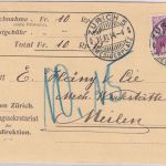 Schweiz - 15 Rp. Helvetia Nachnahmekarte Zürich 5 Predigerplatz - Meilen 1914