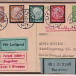 DR - 5 Pfg. Hindenburg Trauer-Ganzsache+Zusatz/Luftpostkarte Bad Dürkheim 1934