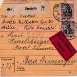 DR - 2x50 Pfg. Germania Eilpaketkarte KOS Treuholz (Bz. Hamburg) 13.6.17