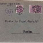 DR - 2x50 Pfg. Germania Typ I u.a. Perfin "EMS" Brief Hannover - Berlin 31.5.22