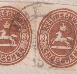 Braunschweig - 2x3 Gr. braun Briefstück K2 Helmstedt 1867 FB Wilderbek BPP
