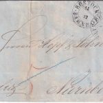 Mecklenburg-Schwerin - Rostock Bahnhof 12/12 K2 Francobrief n. Nürnberg 1858