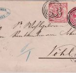 Thurn & Taxis - 3 Kr. Ganzsache+Zusatz/Brief Ring 115 Giessen - Vöhl 1863