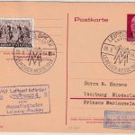 DDR - 20 Pfg. Pieck Ganzsache+Zusatz Messe-Sonderflug n. HOLLAND Leipzig 1954