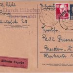 DDR - 12 Pfg. Pieck Ganzsache+Zusatz Eilkarte Pirna - Dresden 1953