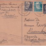 DDR - 12 Pfg. Pieck Ganzsache+Zusatz n. ÄGYPTEN Halle - Alexandria 1951