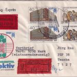 DDR - 50+40 Pfg. Sonderganzsache+Zusatz Eil-Wertbrief Leipzig Messe 1987