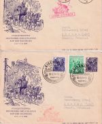DDR - 2x6 Pfg. 5-J-Plan Privatganzsache Philatelistentreffen Kutschenpost 1954