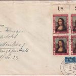 BRD - 5 Pfg. Mona Lisa 4er-Block/Oberrand Brief Stuttgart - Bardenberg 1952