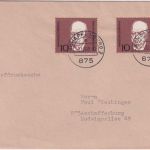 BRD - 2x10 Pfg. Churchill ex Block Orts-Briefdrucksache Aschaffenburg 3.12.68