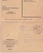 All.Bes. - Stuttgart 26.10.45 Kriegsgefangenenkarte/Ortskarte (Vordruck !)