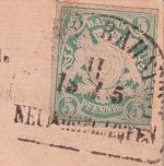 Bayern - 5 Pfg. Wappen "weite Welle" Karte Bahnpost-HKS NEUNKIRCH-LHFN II 1878