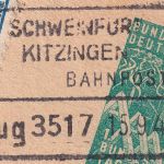 BRD - 10 Pfg. Bundestag Ganzsache apt. Bahnpost-Ra4 Schweinfurt Kitzingen 1949