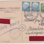 BRD - 30 Pfg. Heuss I waagr. Paar + 10 Pfg. Ganzsache/Eilkarte Nürtingen 1956