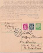 BRD - 10/10 Pfg. Heuss Ganzsache n. NORWEGEN + retour Lüneburg - Ulleval 1958