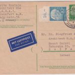 BRD - 30 Pfg. heuss I OBERRAND 10 Pfg. Ganzsache/Lupo-Karte n. ISRAEL FFM 1957
